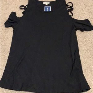 a black shirt